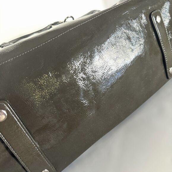 COACH Madison Sabrina Patent Leather Satchel 14179 Olive-Grey Shoulder Bag - Picture 7 of 16